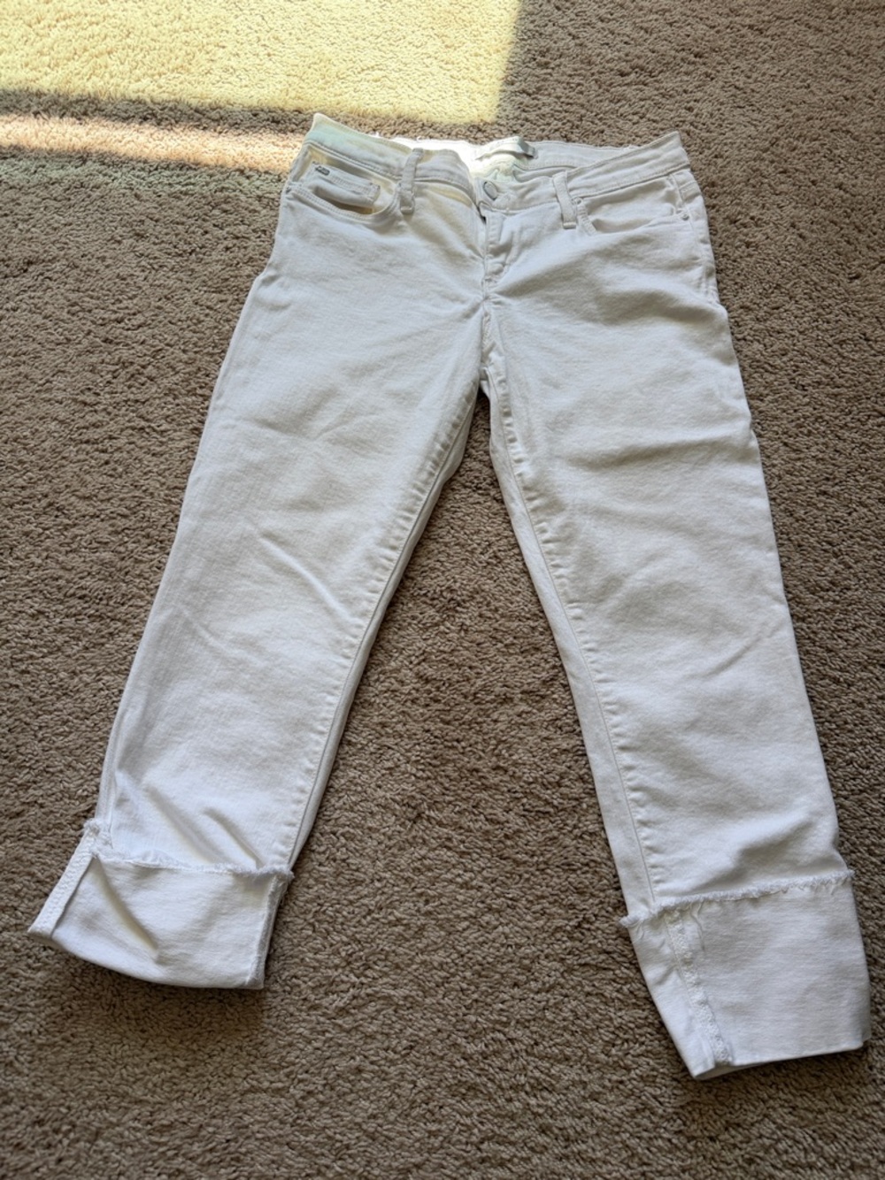 Joe's Jeans White Cropped Ankle Jeans with Rolled Hem